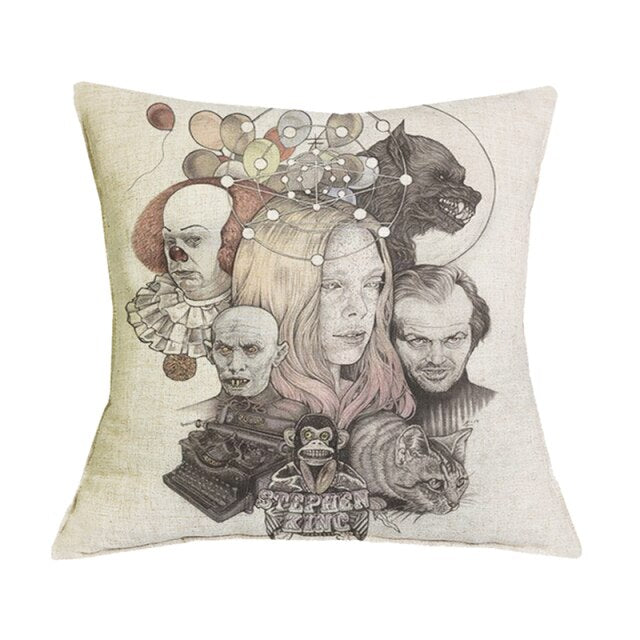 Scary Print Throw Pillow Cover
