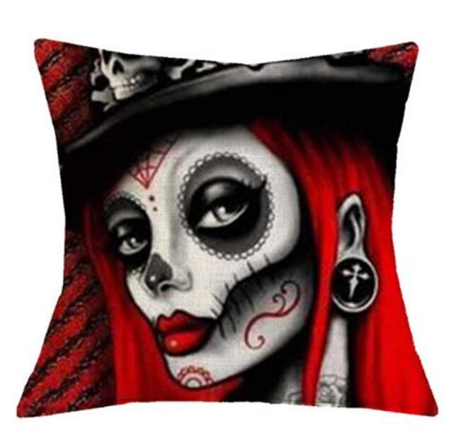 Scary Skull Printed Cushion Cover