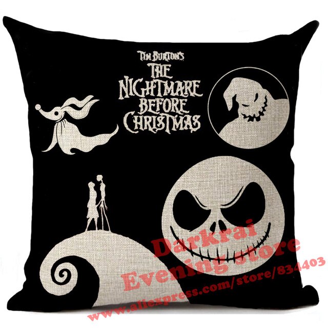 Nightmare Before Christmas Cartoon Skull Jack Printed Cushion