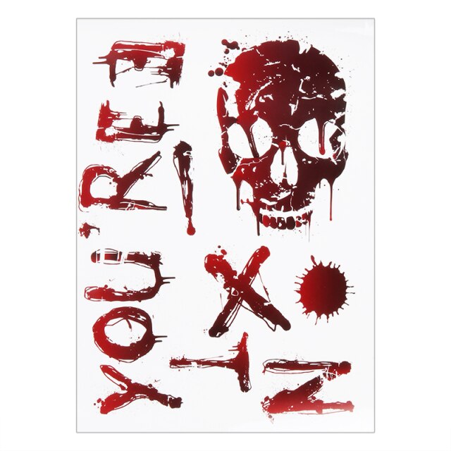 Bloody handprint sticker sheet close-up