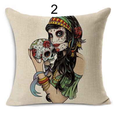 Mexican Style Cushion Covers Skull Pattern