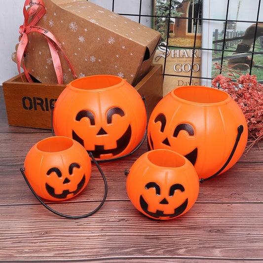 Plastic Pumpkin Bucket Candy Holders For Halloween
