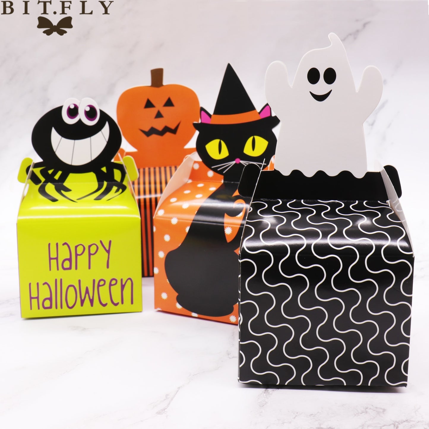 Paper Ghost Pumpkin Spider Cat Candy Box