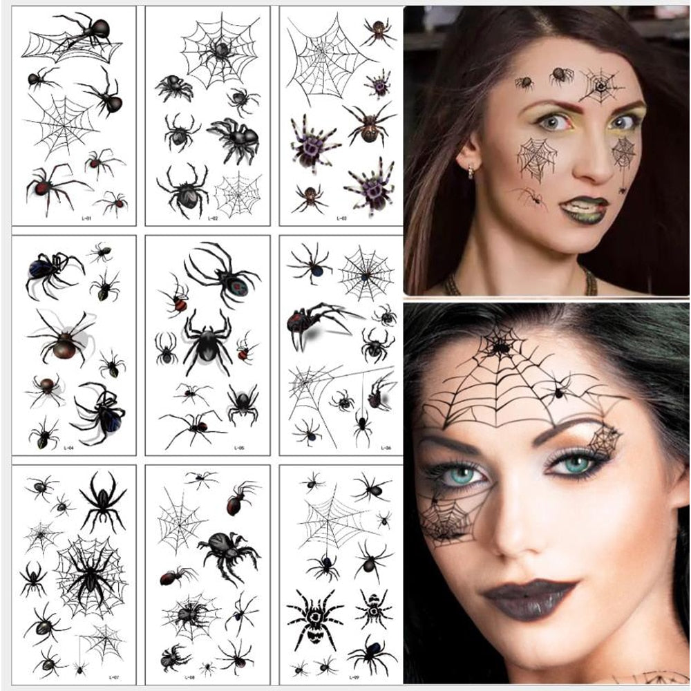 Face Makeup and Terror Spider and Scar Mask Sticker