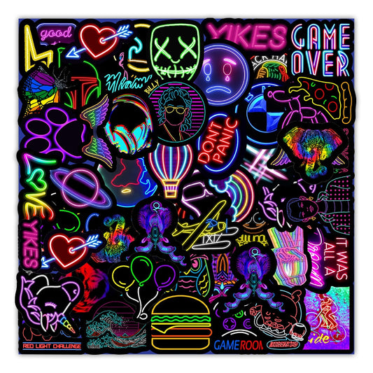 Cartoon Neon Light Graffiti Stickers