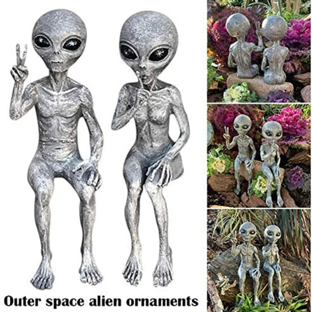 Outer Space Alien Statue Martians Garden Figurine