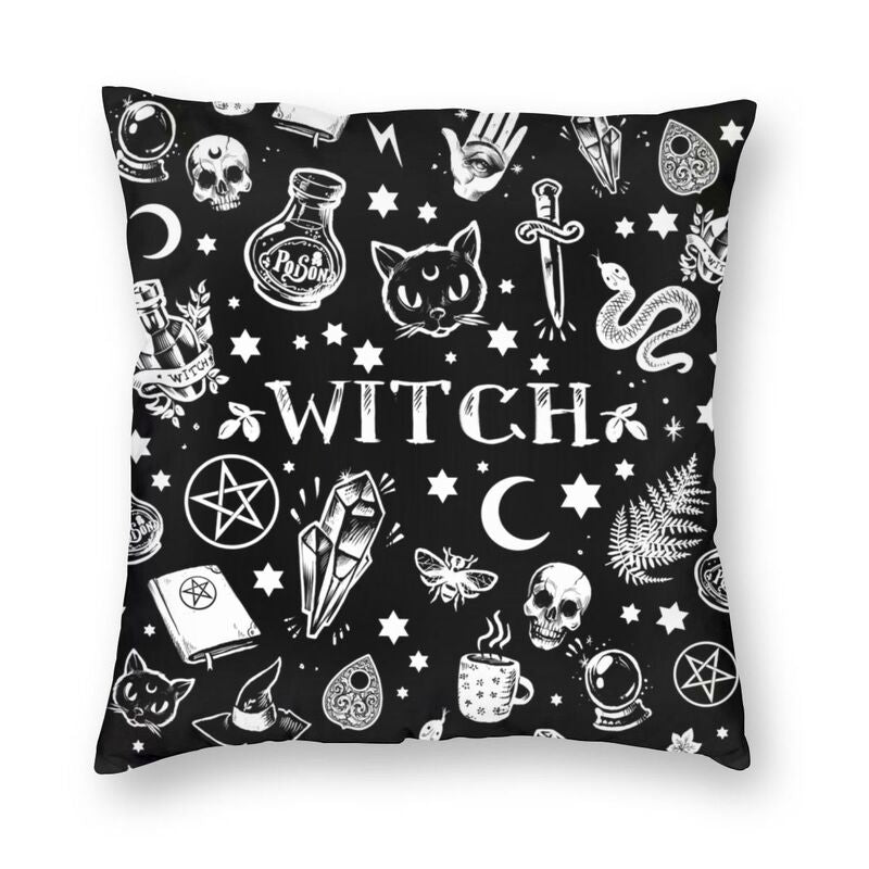 Personalized Witch Pattern Pillow Cover Home Decor