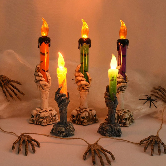 Halloween Skeleton Ghost Hand Candle Light