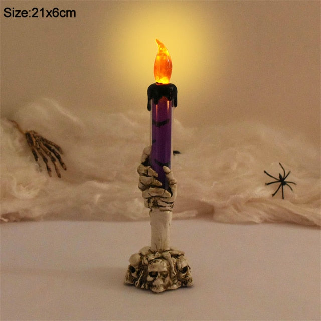 Halloween Skeleton Ghost Hand Candle Light