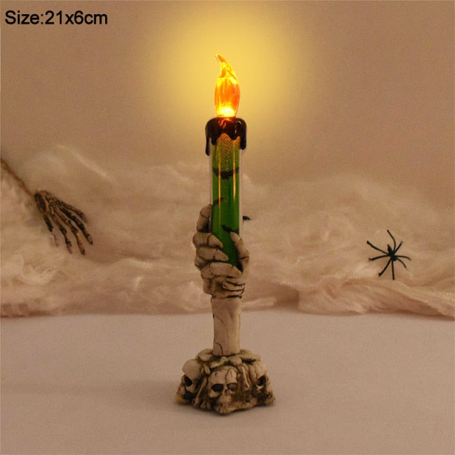 Halloween Skeleton Ghost Hand Candle Light