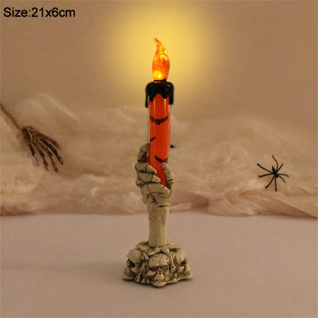 Halloween Skeleton Ghost Hand Candle Light