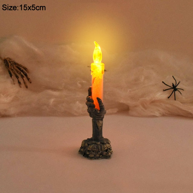 Halloween Skeleton Ghost Hand Candle Light