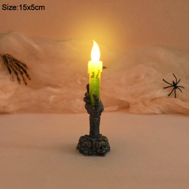 Halloween Skeleton Ghost Hand Candle Light