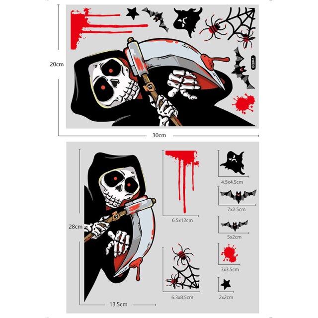 Halloween pumpkin ghost window sticker sheet detail