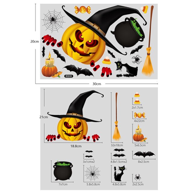 Halloween Window Stickers Pumpkin Ghost