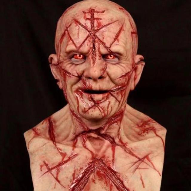 Scary Bald Blood Scar Mask Horror