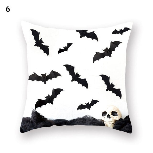 Halloween Series  Peach Skin Pillowcase Black White Skull