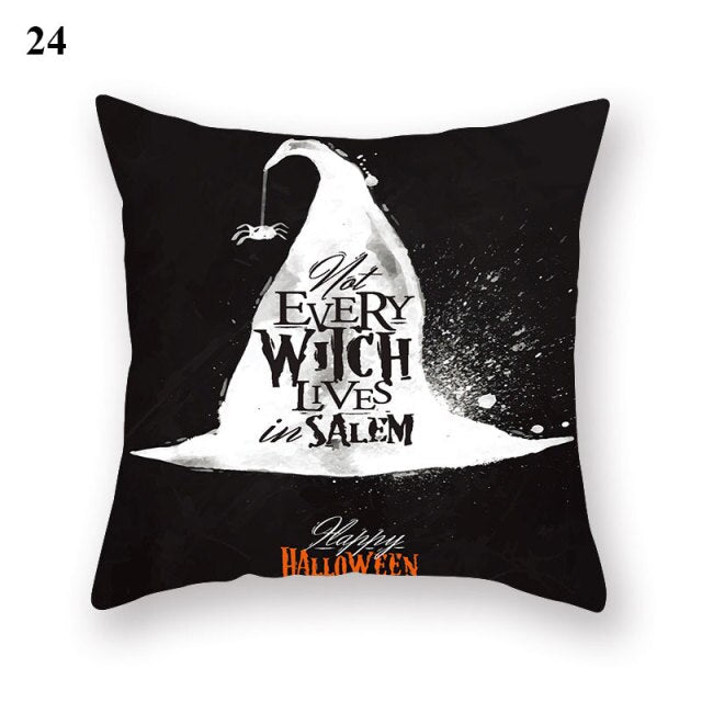 Halloween Series  Peach Skin Pillowcase Black White Skull