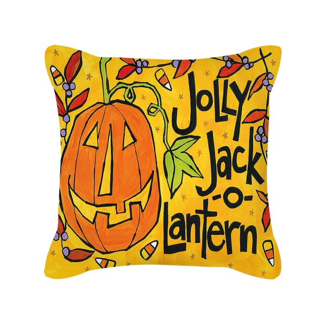 Halloween Pillow Case Orange and Black Scary