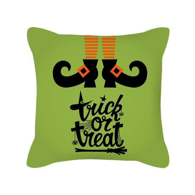 Halloween Pillow Case Orange and Black Scary