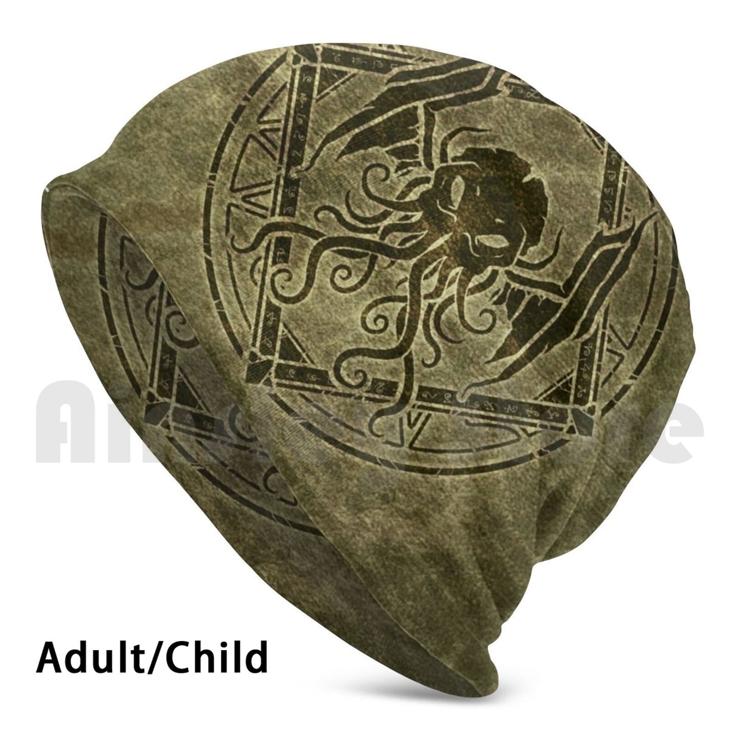 Halloween Cthulhu Design-Old Leather Beanies Pullover Cap for adults