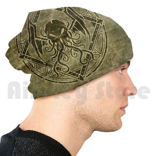 Cthulhu Design-Old Leather Beanies Pullover Cap