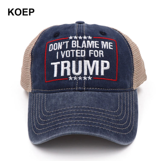 Halloween New Donald Trump 2024 Cap Washed Mesh for adults