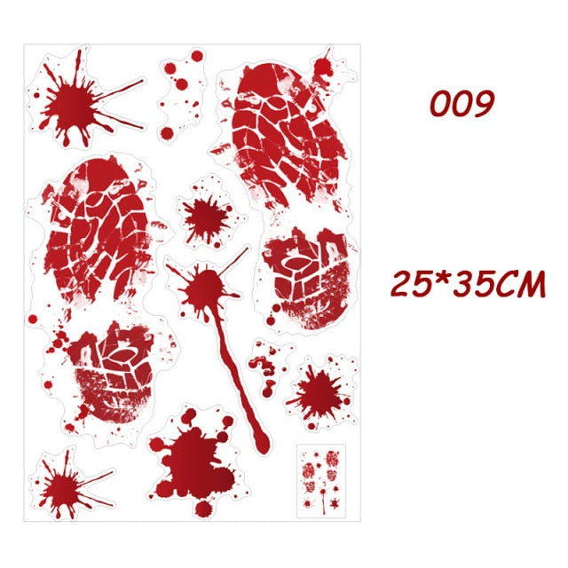 Horror Blood Handprint Footprint Sticker