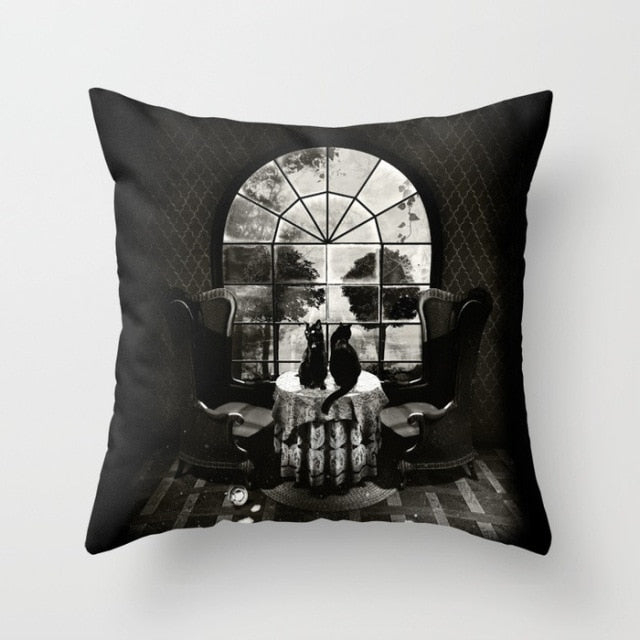 Skull Printed Linen Pillowcase For Halloween