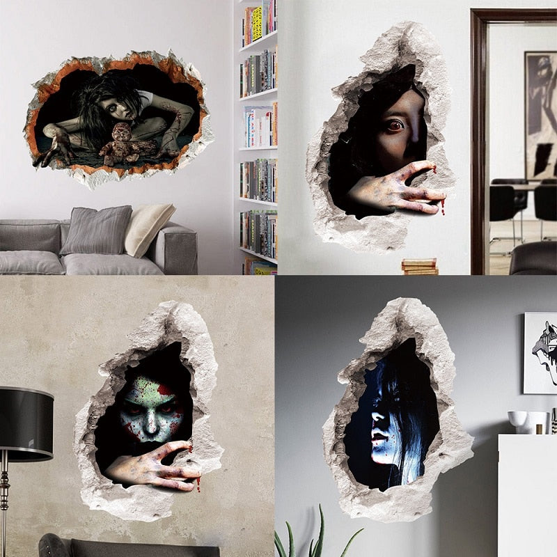 Horrible Bloody Women Wall Stickers For Halloween