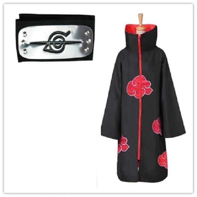 Akatsuki Costume3Pcs with Headband and Ring  Akatsuki Halloween Cloak Cape Itachi Robe Cosplay Anime Costume with Konoha Bandeau - All Halloween Costumes