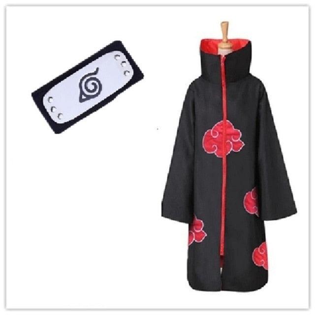 Akatsuki Costume3Pcs with Headband and Ring  Akatsuki Halloween Cloak Cape Itachi Robe Cosplay Anime Costume with Konoha Bandeau - All Halloween Costumes