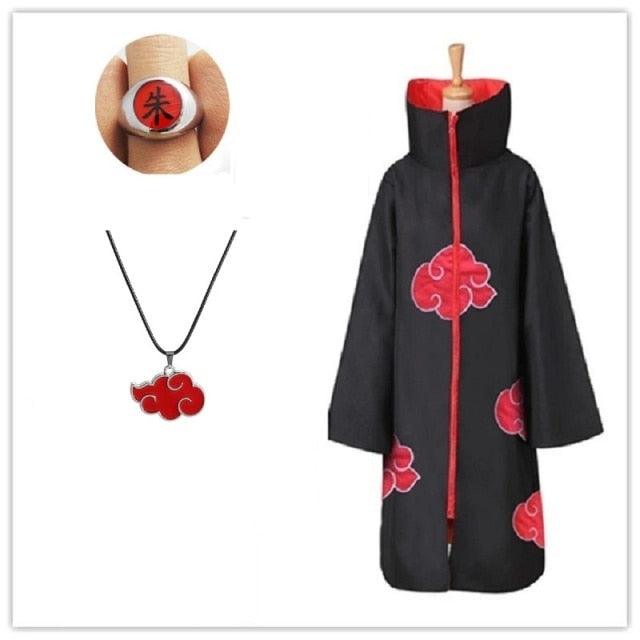 Akatsuki Costume3Pcs with Headband and Ring  Akatsuki Halloween Cloak Cape Itachi Robe Cosplay Anime Costume with Konoha Bandeau - All Halloween Costumes