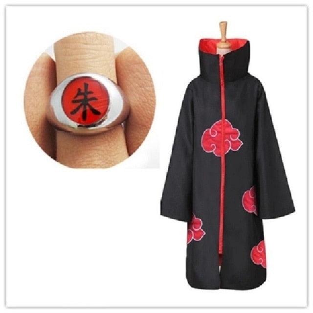 Akatsuki Costume3Pcs with Headband and Ring  Akatsuki Halloween Cloak Cape Itachi Robe Cosplay Anime Costume with Konoha Bandeau - All Halloween Costumes