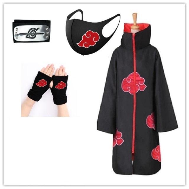 Akatsuki Costume3Pcs with Headband and Ring  Akatsuki Halloween Cloak Cape Itachi Robe Cosplay Anime Costume with Konoha Bandeau - All Halloween Costumes
