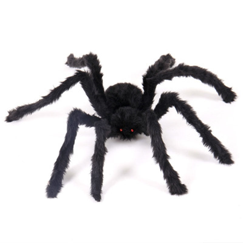 New Halloween Horrible Big Black Furry Fake Spider accessory