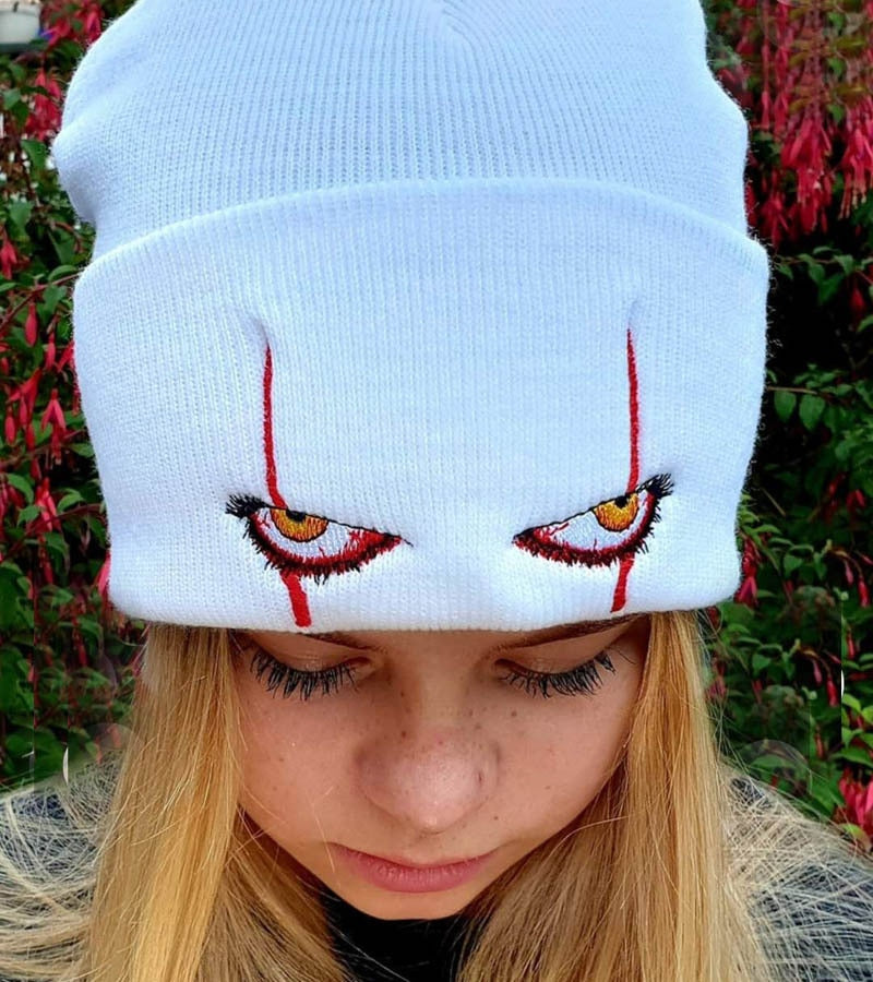 Embroidered woollen beanie hat
