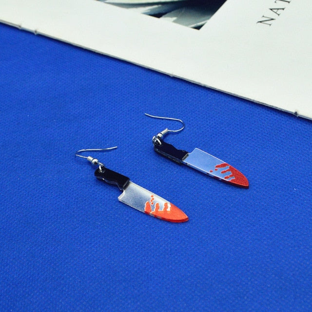 Bloody Acrylic Knife Drop Earrings