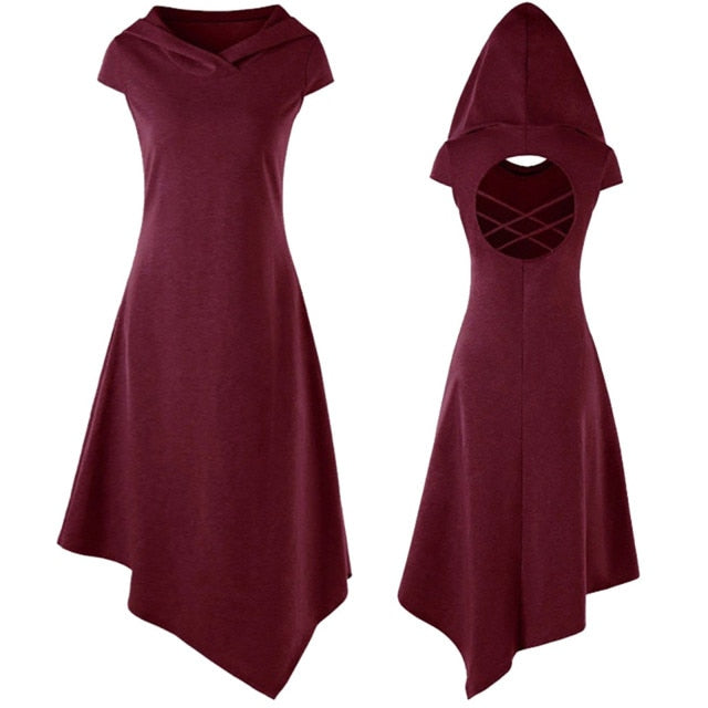 Short Sleeve Halloween Gothic Dress For Women