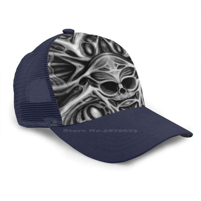 Biomechanical Skull Printed Cap