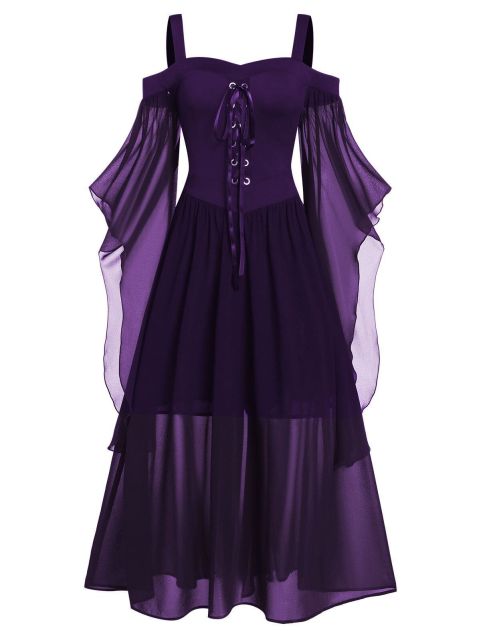 Women Halloween Gothic Punk Plus Size Lace Dress