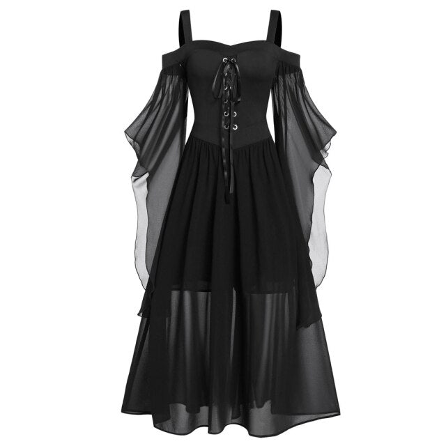 Women Halloween Gothic Punk Plus Size Lace Dress