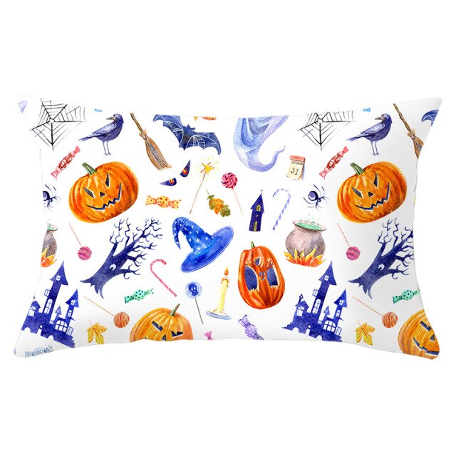 Decorative Halloween Pumpkin Wreath Cushion Cover