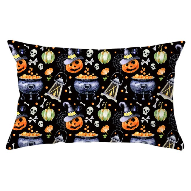 Decorative Halloween Pumpkin Wreath Cushion Cover