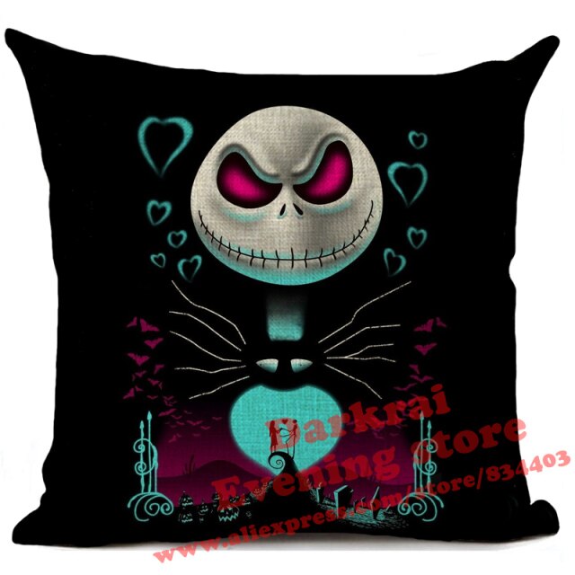Skull Jack Cartoon Printed Cushion Cover