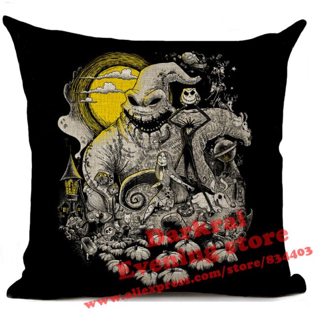 Skull Jack Cartoon Printed Cushion Cover