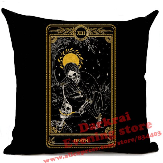Witchcraft Tarot Style Cushion Cover Horror Pattern