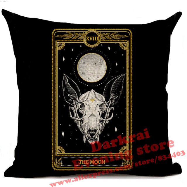 Witchcraft Tarot Style Cushion Cover Horror Pattern