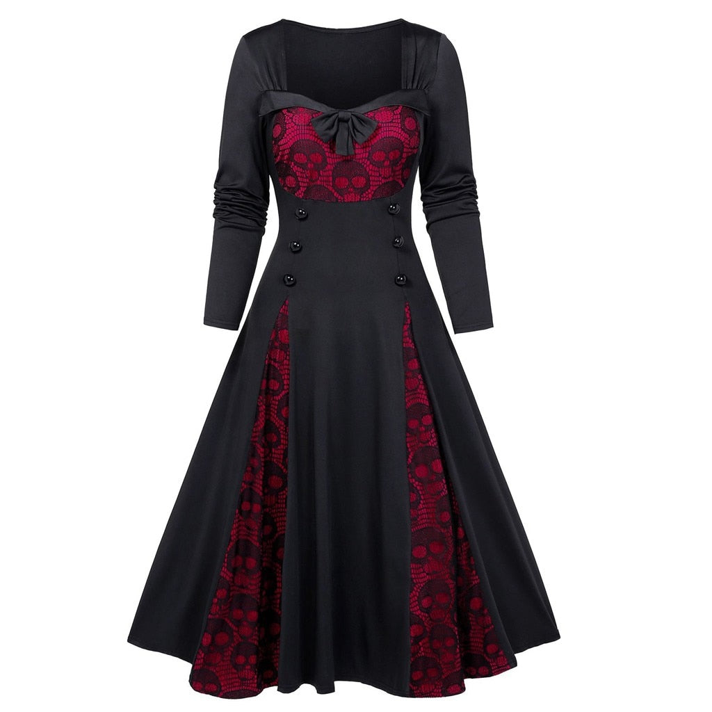 Gothic Skull Lace Vintage Halloween Dress for adults