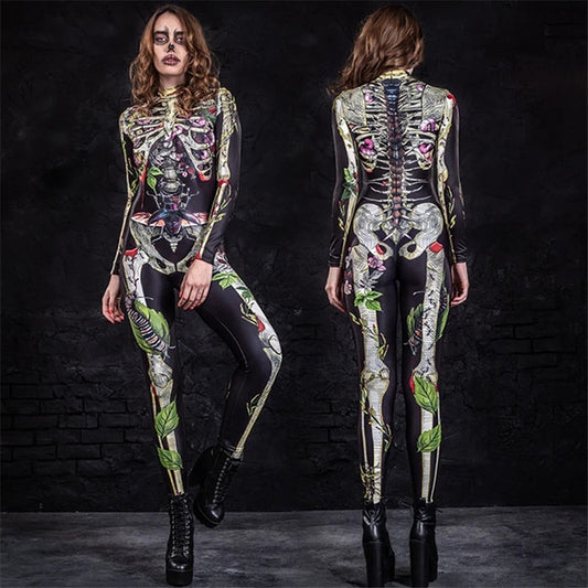 Scary Costume Jumpsuit for Women Skeleton Bodysuit